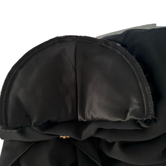 CATTIVA Vintage Crepe Embellished Black Formal Dress Long Sleeve - Picture 15 of 15